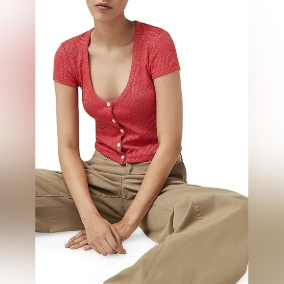 Rag & Bone The Knit Rib Scoop Neck Tee Rib T-Shirt - Picture 4 of 15